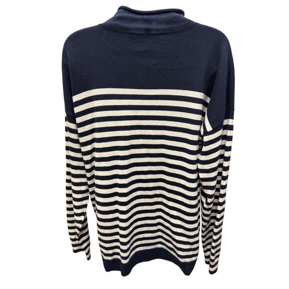 Lauren Ralph Lauren Womens SZ XL Cotton M button embellishments Navy Blue Stripe - Picture 3 of 4